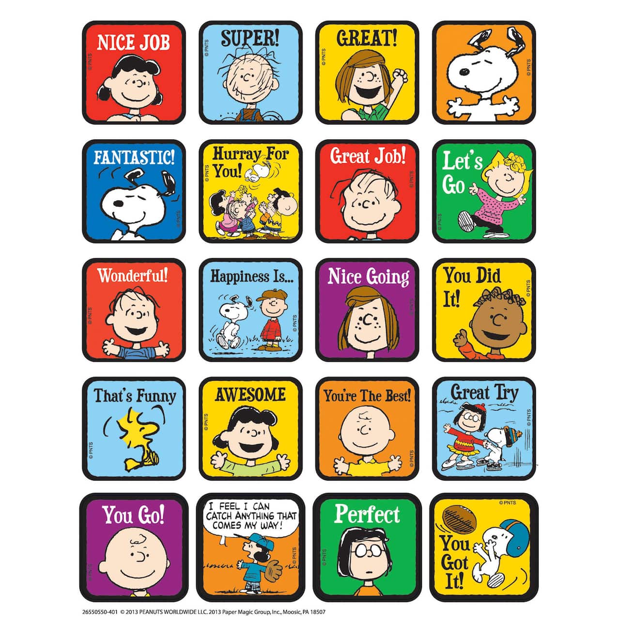 Eureka Peanuts® Motivational Theme Stickers, 12 Packs of 120